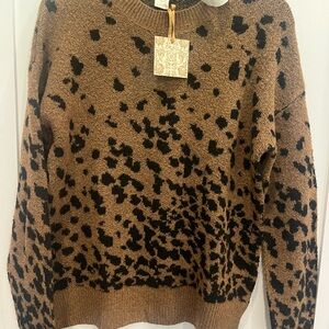 NWT cozy black and camel colored sweater sz S